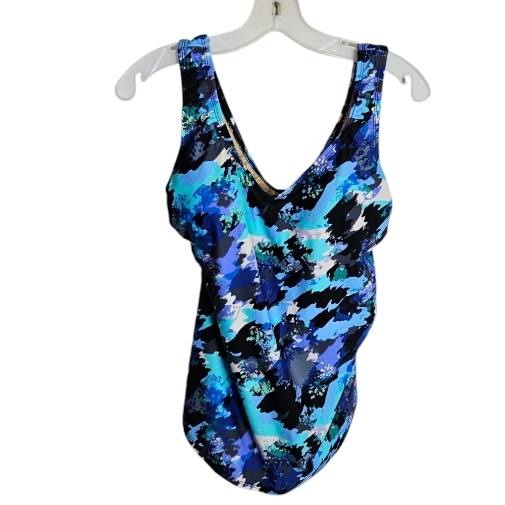 Swimsuits For All Sarong Front One Piece Bathing Suit, size 14